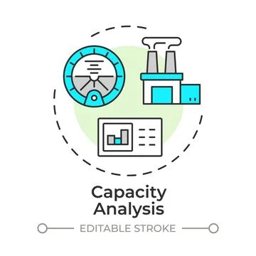 Capacity analysis flat linear concept icon Stock Illustration