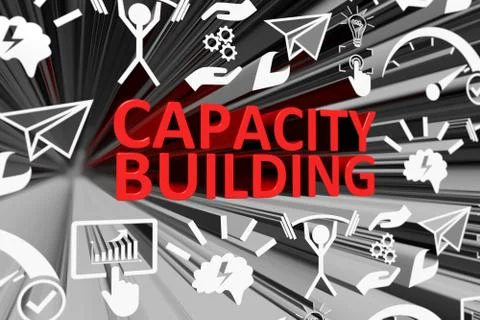 CAPACITY BUILDING concept blurred background 3d render illustration Ilustración de archivo
