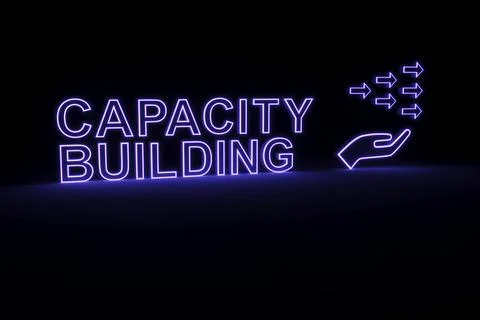 CAPACITY BUILDING neon concept self illumination background 3D illustration Stock Illustration