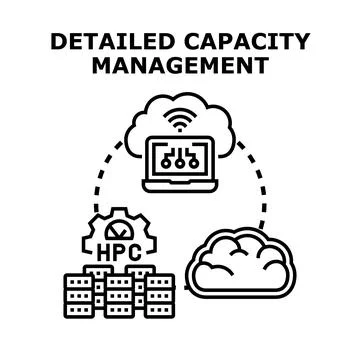 Capacity management controlling high performance computing and cloud data Illustrazione stock