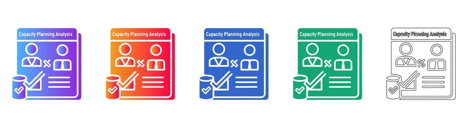 Capacity Planning Analysis Icon Set Ilustración de archivo