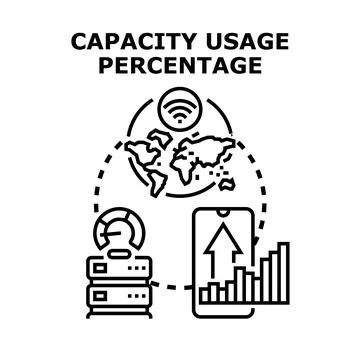 Capacity usage percentage concept global data storage icon Stock Illustration