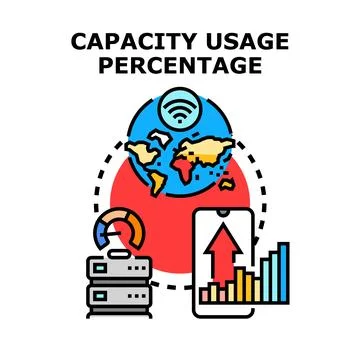 Capacity usage percentage concept global data storage icon Stock Illustration