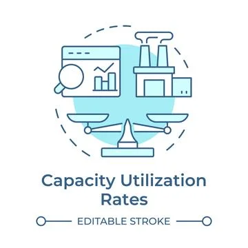 Capacity utilization rates soft blue concept icon Stock Illustration