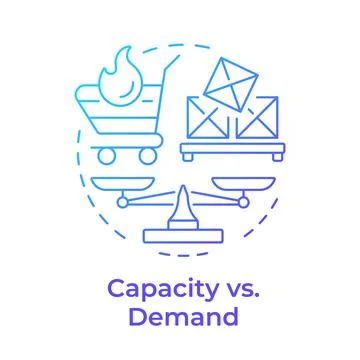 Capacity vs demand blue gradient concept icon Illustrazione stock