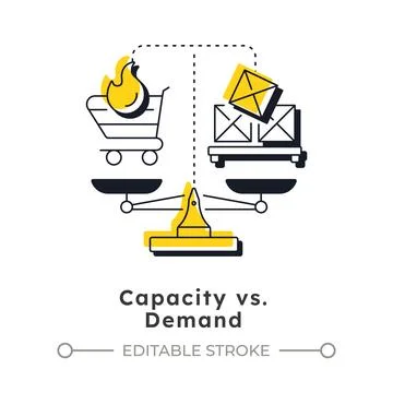 Capacity vs demand modern linear concept icon Stock Illustration