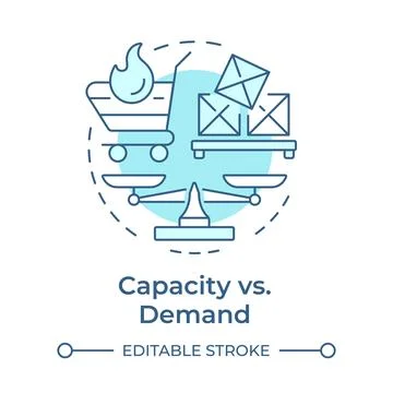Capacity vs demand soft blue concept icon Stock Illustration