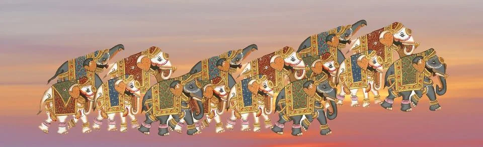 Caparisoned elephants .. Stock Photos