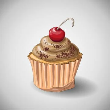 Capcake Chocolate. Hand draw. Stock Illustration