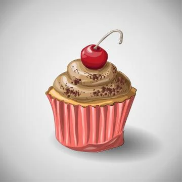 Capcake Chocolate. Hand draw. Stock Illustration