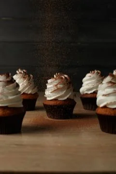 Capcake with white cream Stock Photos
