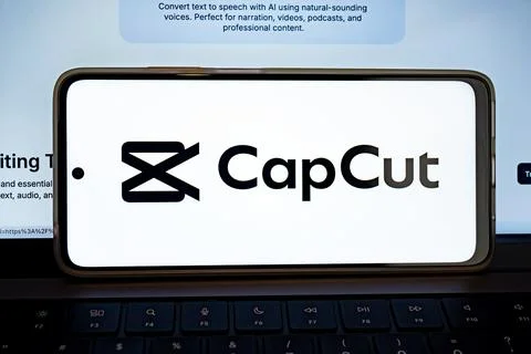 Capcut video editing app logo on smartphone screen Stock Photos