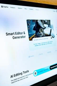 Capcut website displaying smart ai editing tools for video 写真素材