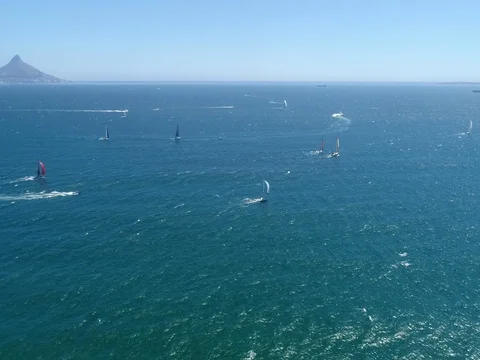 Cape 2 Rio Race From Cape Town, South Africa Aerial Shot Stock Footage 79733946