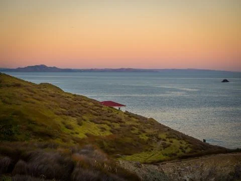 Cape Brett Lighthouse and Cape Brett Hut in Rawhiti New Zealand Stock Photos