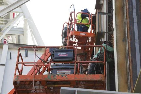 CAPE CANAVERAL, Fla. Modifications continue on the Mobile Launcher, or ML,... Stock Photos