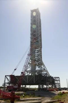 CAPE CANAVERAL, Fla. Modifications continue on the Mobile Launcher, or ML,... Stock Photos