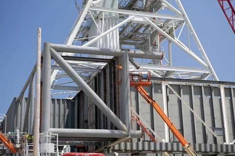 CAPE CANAVERAL, Fla. Modifications continue on the Mobile Launcher, or ML,... Stock Photos