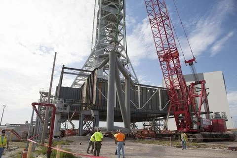 CAPE CANAVERAL, Fla. Modifications continue on the Mobile Launcher, or ML,... Stock Photos
