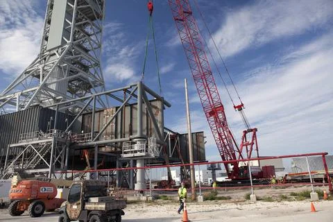 CAPE CANAVERAL, Fla. Modifications continue on the Mobile Launcher, or ML,... Stock Photos