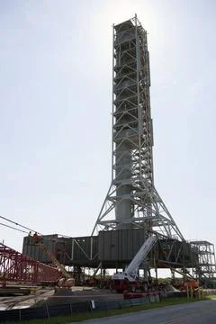 CAPE CANAVERAL, Fla. Modifications continue on the Mobile Launcher, or ML,... Stock Photos