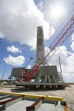 CAPE CANAVERAL, Fla. Modifications continue on the Mobile Launcher, or ML,... Stock Photos