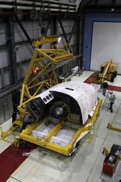 CAPE CANAVERAL, Fla. In Orbiter Processing Facility-1 at NASAs Kennedy Sp.. Stock Photos
