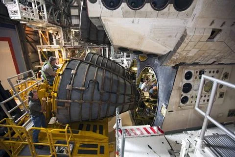 CAPE CANAVERAL, Fla. - In Orbiter Processing Facility Bay 1 at NASAs Kenn.. 写真素材