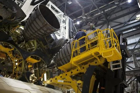 CAPE CANAVERAL, Fla. In Orbiter Processing Facility Bay 2 at NASAs Kenned.. Stock Photos