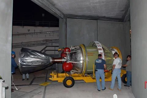CAPE CANAVERAL, Fla. -- The second stage of the Delta 2 rocket for the lau... Stock Photos