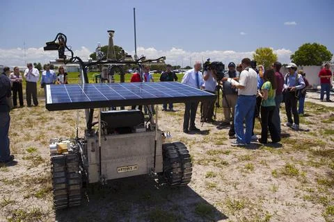 CAPE CANAVERAL, Fla. The solar array on the prototype rover Artemis Jr. fo... Stock Photos