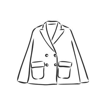 Cape coat, vector sketch on white background. Fashion fall season clothing. a Stock Illustration