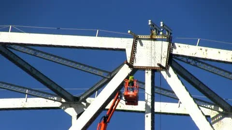 Cape cod canal bridge repair; 5 Stock Footage 10881546