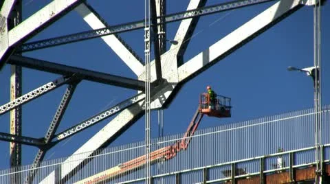 Cape cod canal bridge repair; 7 Stock Footage 10881595