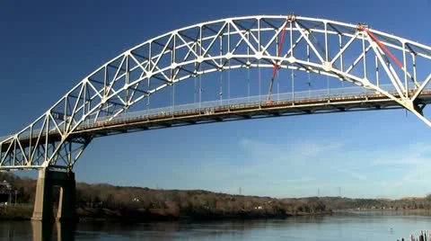 Cape cod canal bridge repair; 8 Stock Footage 10881648