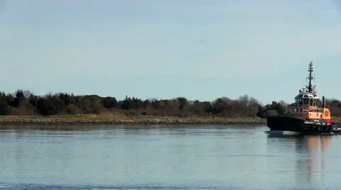 Cape cod canal tug boat Stock Footage 10881880
