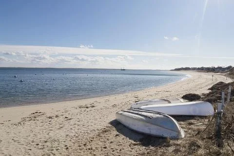 Cape Cod Chatham Beach and Boats Stock Photos