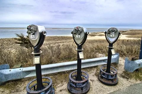 Cape Cod Chatham Beach Three Viewers Stock Photos