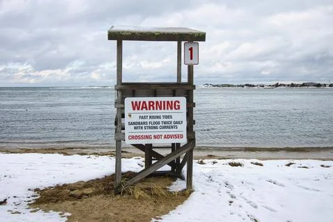 Cape Cod Grays Beach Warning Sign Stock Photos
