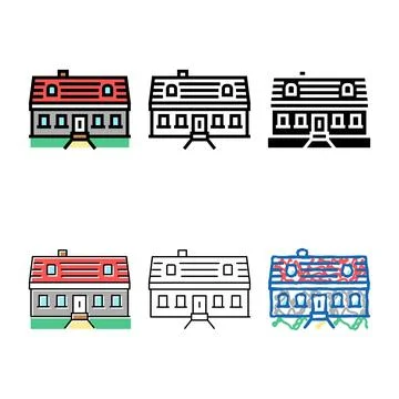 Cape cod house color diversity icon vector Stock Illustration