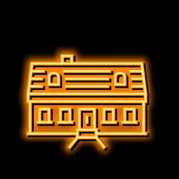 Cape cod house neon glow icon illustration Illustrazione stock