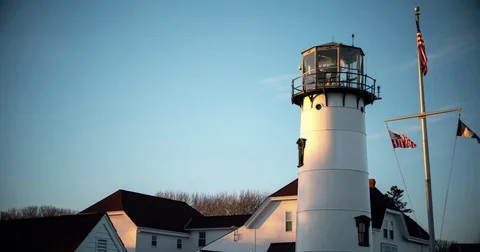 Cape Cod Lighthouse Time Lapse at Sunset Chatham Light Stock Footage 72833438
