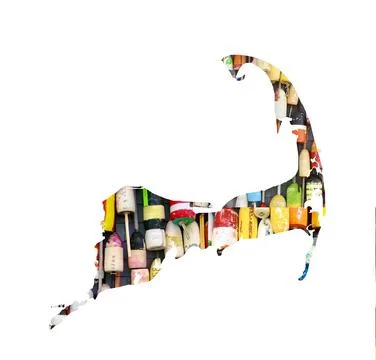 Cape Cod, Massachusetts Map with Lobster Buoys Illustrazione stock