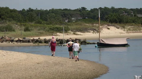 Cape cod people walking on the beach Stock Footage 41662689