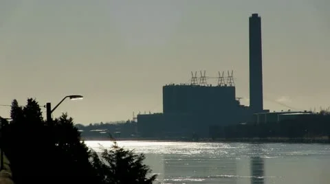 Cape cod power plant silhouette Stock Footage 10881395