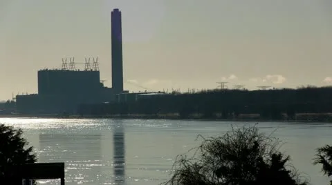 Cape cod power plant silhouette; 2 Stock Footage 10881410