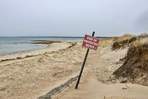 Cape Cod Protected Beach Sign Stock Photos