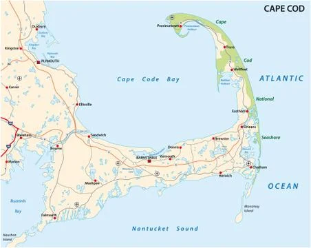 Cape cod road map, united states Illustrazione stock