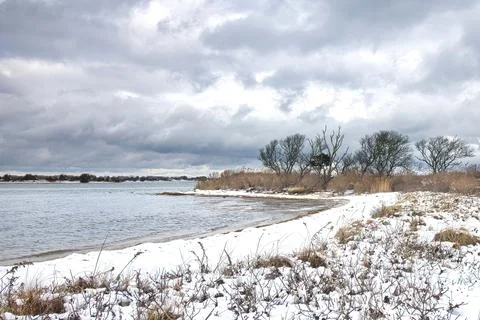Cape Cod Snow on Beach Stock Photos