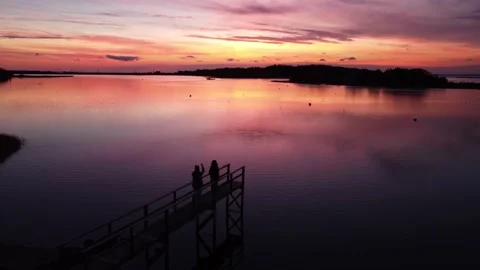 Cape Cod Sunset Aerial Drone Stock Footage 166181315